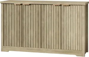 Buffet Sideboard Cabinet, Fluted Modern Credenza with Doors & Shelves, Wood Storage Console Coffee Bar Wine Bar Cabinet Table for Living Room, Entryway, Hallway