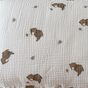 BuLuTu 47"x51" Large Toddler Blanket Muslin Cotton Ultra Soft Toddler Quilt for Little Girls Boys Bear Pattern Baby Blanket Swaddle Blankets for Newborn Infant Nursery Quilts