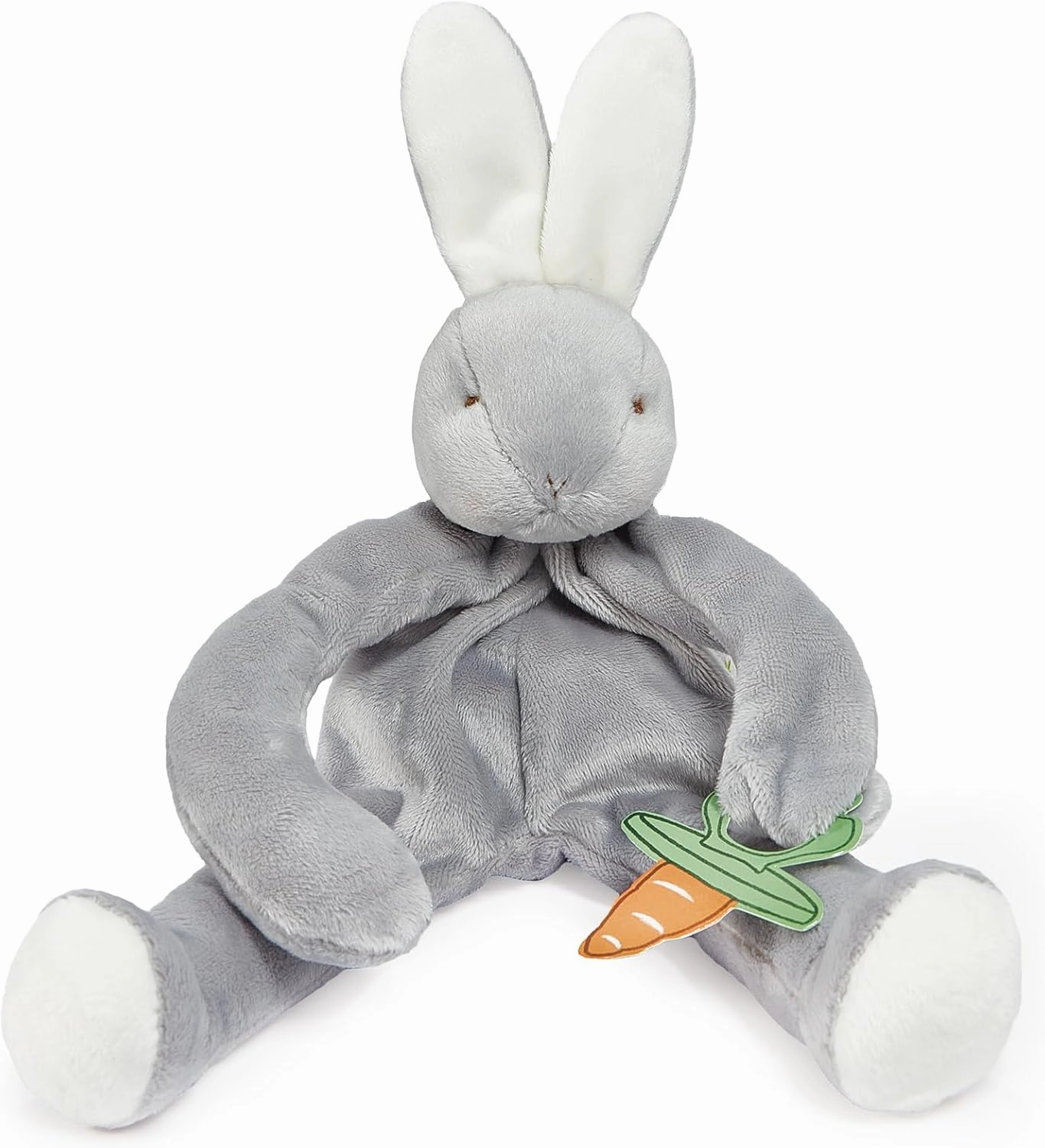 Bunnies By The Bay "Bloom" Bunny Silly Buddy - Animal Pacifier Holder Plush Toy with Velcro Loop Attachment - 10" (25cm) Size