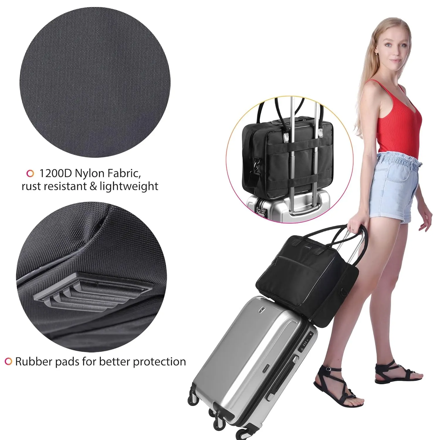 BYOOTIQUE Makeup Bag Soft Sided Makeup Train Case Hangbag 2 Layer Cosmetic Tote with 4 Inner Removable Pouches Artist Multifunctional Toiletry Organizer Storage Carry on Travel Bag with Strap