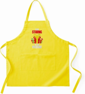 CafePress Stop Staring at My Package Funny Chris Light Kitchen Apron with Pockets, Grilling Apron, Baking Apron