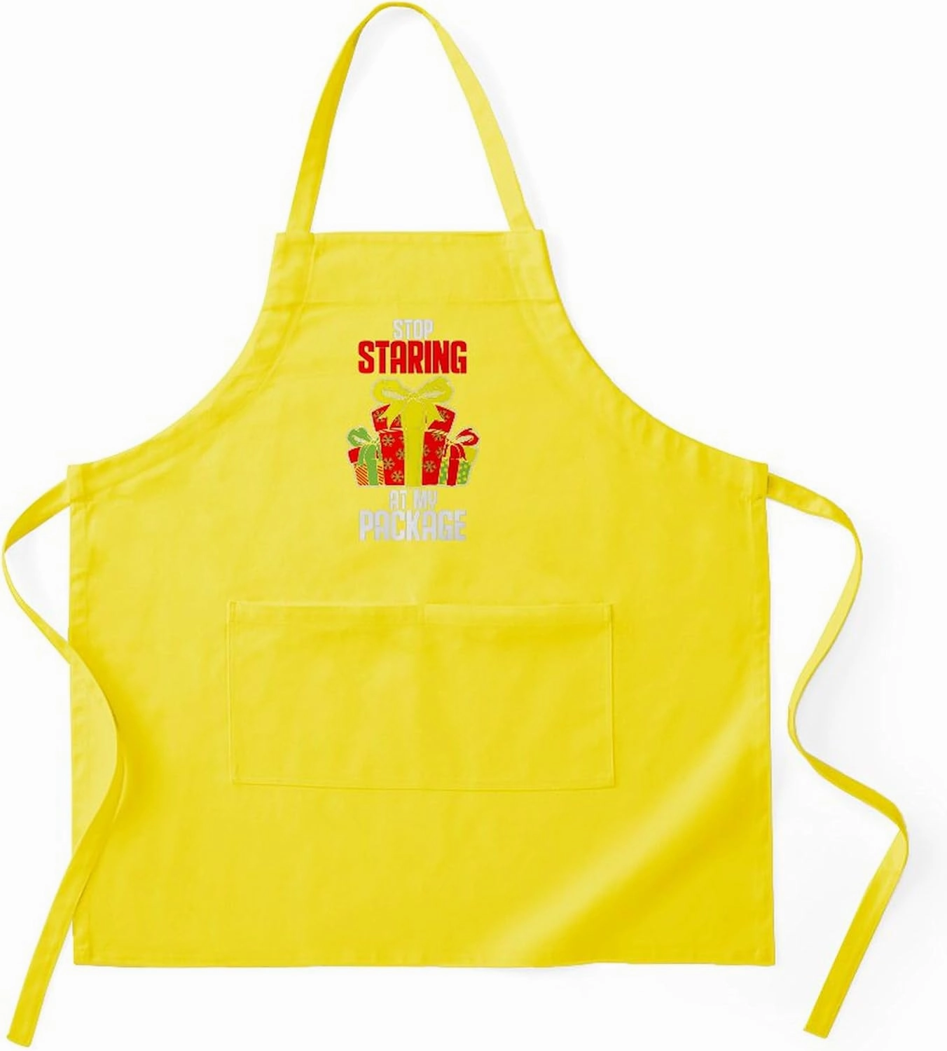 CafePress Stop Staring at My Package Funny Chris Light Kitchen Apron with Pockets, Grilling Apron, Baking Apron