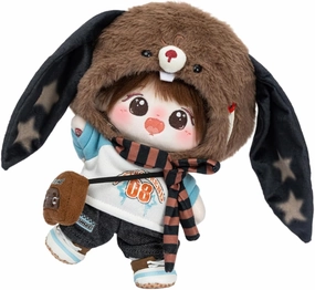 CALEMBOU 20cm Plush Doll, Cute Soft Stuffed Dress up Doll with Skeleton, Kawaii Plush Toys for Birthday with Clothes (Fubao Merad Bunny Set)