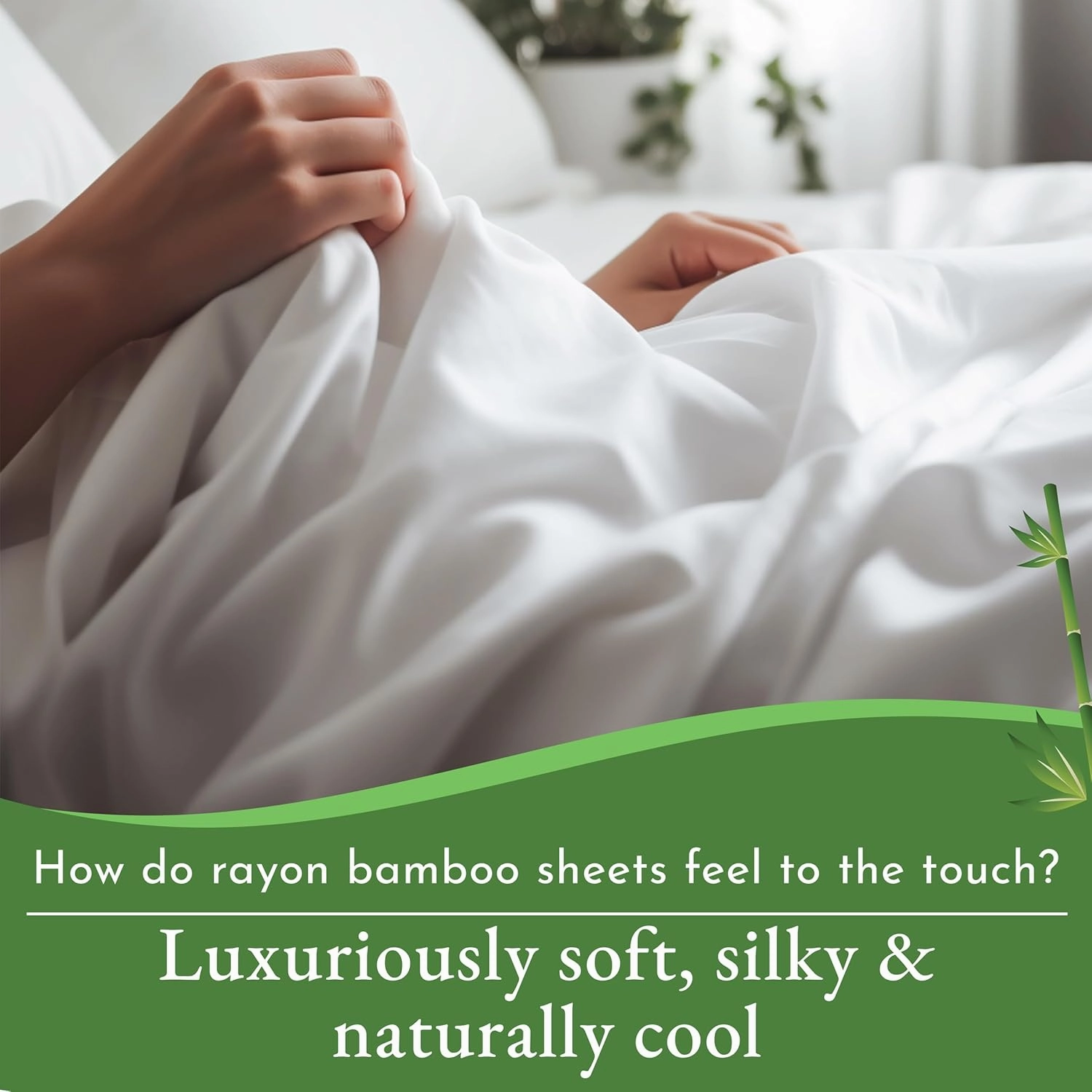 California Design Den Rayon from Bamboo Sheets Queen Size Bed Set - Luxury Cooling Sheets with Deep Pockets for a Snug Fit, Durable Silk-Like Bedding Set - White