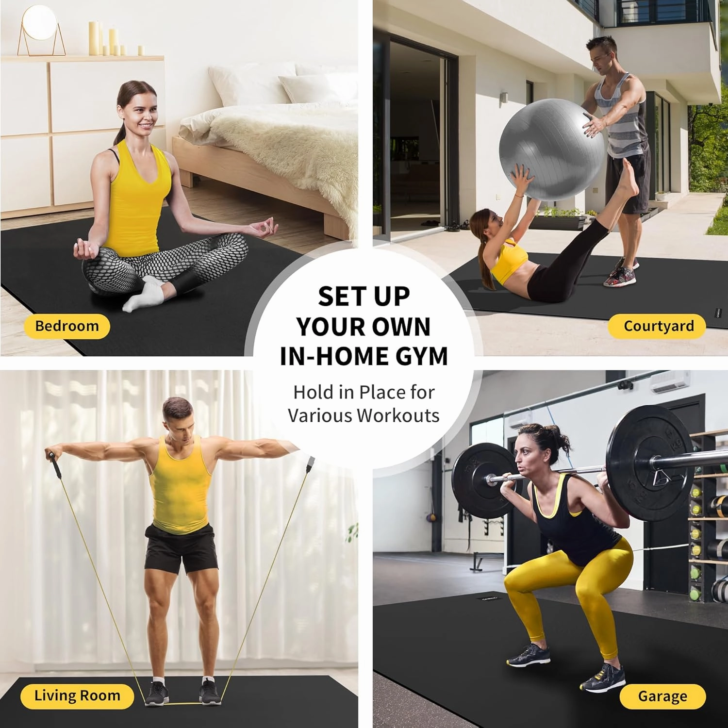 CAMBIVO Large Exercise Mats for Home Workout, 8'x6'/7'x5'/6'x4' (7 mm) Extra Thick Workout Mats for Home Gym, Gym Mats for Jump Rope, Weights, Cardio, Fitness, Shoe-Friendly