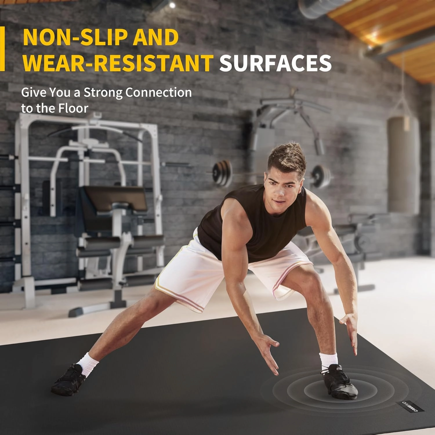 CAMBIVO Large Exercise Mats for Home Workout, 8'x6'/7'x5'/6'x4' (7 mm) Extra Thick Workout Mats for Home Gym, Gym Mats for Jump Rope, Weights, Cardio, Fitness, Shoe-Friendly