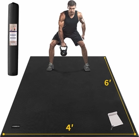 CAMBIVO Large Exercise Mats for Home Workout, 8'x6'/7'x5'/6'x4' (7 mm) Extra Thick Workout Mats for Home Gym, Gym Mats for Jump Rope, Weights, Cardio, Fitness, Shoe-Friendly