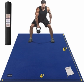 CAMBIVO Large Exercise Mats for Home Workout, 8'x6'/7'x5'/6'x4' (7 mm) Extra Thick Workout Mats for Home Gym, Gym Mats for Jump Rope, Weights, Cardio, Fitness, Shoe-Friendly