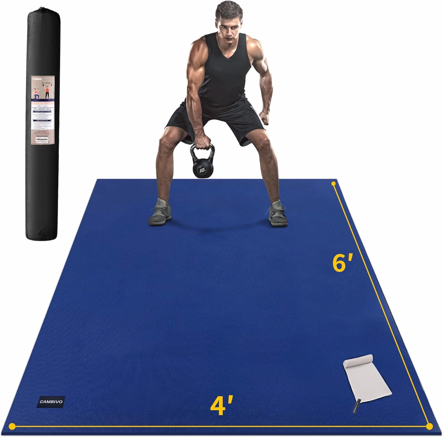 CAMBIVO Large Exercise Mats for Home Workout, 8'x6'/7'x5'/6'x4' (7 mm) Extra Thick Workout Mats for Home Gym, Gym Mats for Jump Rope, Weights, Cardio, Fitness, Shoe-Friendly