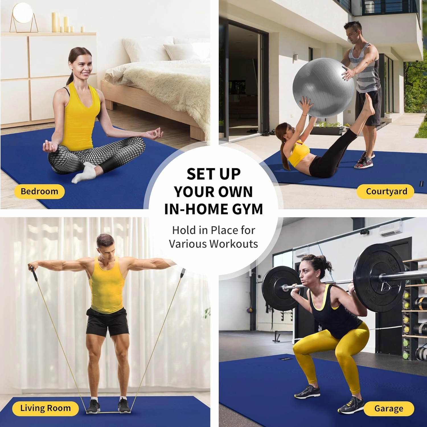CAMBIVO Large Exercise Mats for Home Workout, 8'x6'/7'x5'/6'x4' (7 mm) Extra Thick Workout Mats for Home Gym, Gym Mats for Jump Rope, Weights, Cardio, Fitness, Shoe-Friendly