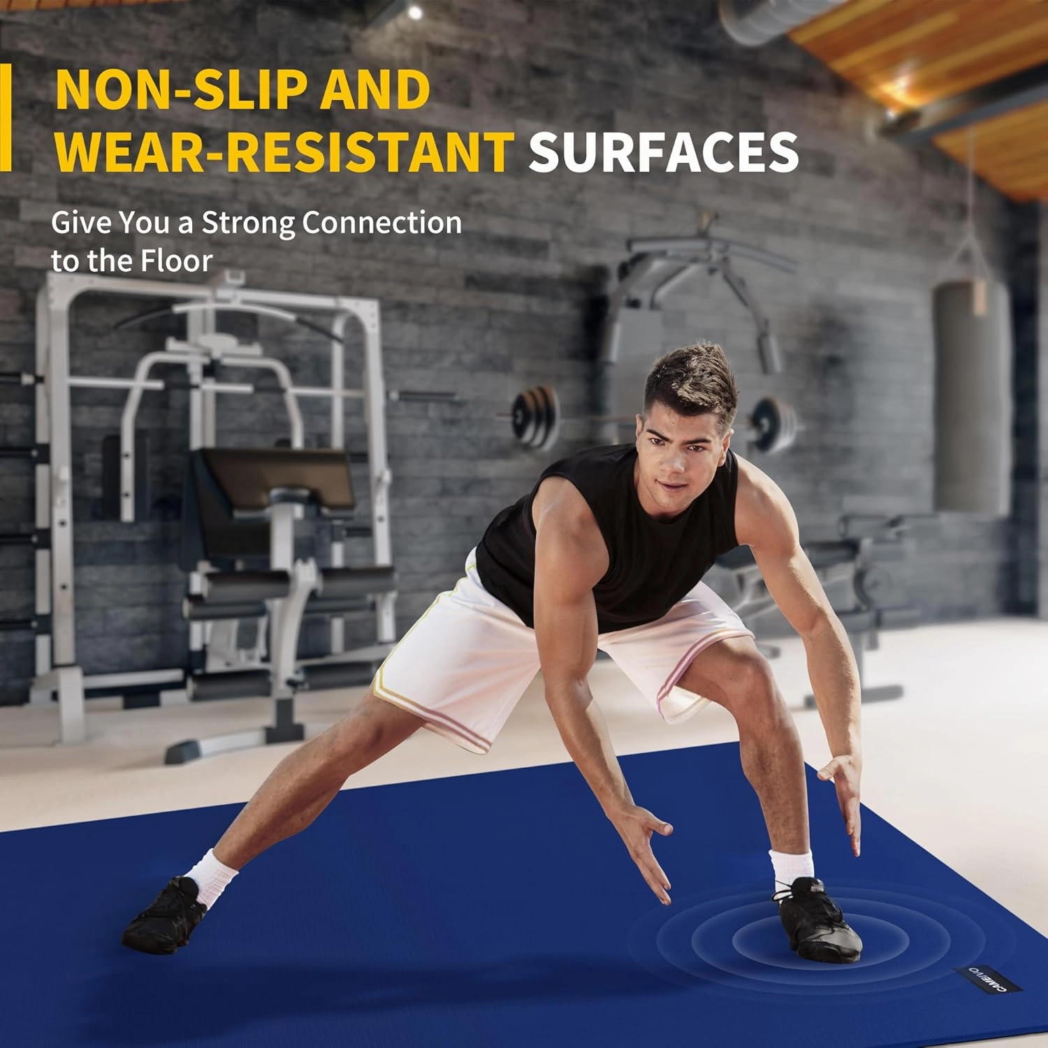 CAMBIVO Large Exercise Mats for Home Workout, 8'x6'/7'x5'/6'x4' (7 mm) Extra Thick Workout Mats for Home Gym, Gym Mats for Jump Rope, Weights, Cardio, Fitness, Shoe-Friendly
