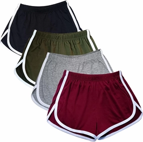 Cameway 4 Pack Women's Cotton Yoga Dance Short Pants Sport Shorts Summer Athletic Cycling Hiking Sports Shorts