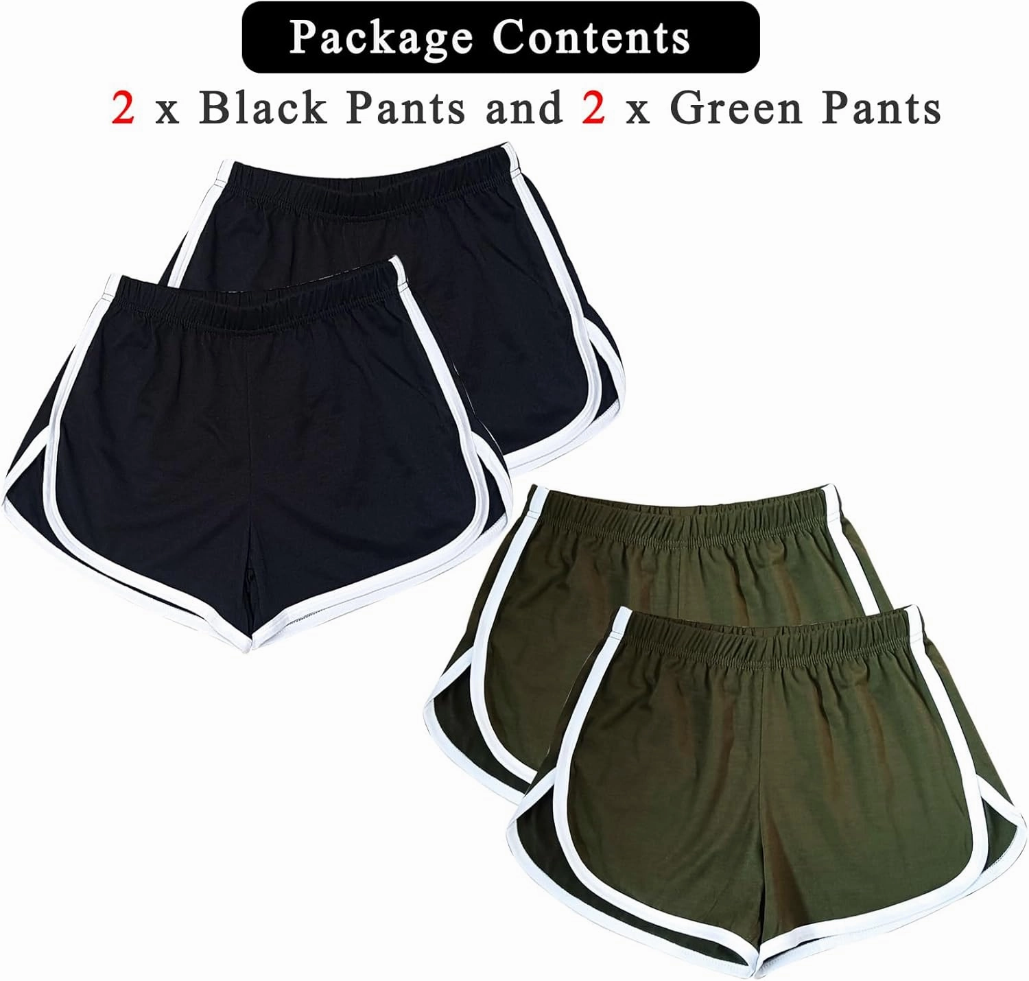 Cameway 4 Pack Women's Cotton Yoga Dance Short Pants Summer Athletic Cycling Hiking Sports Shorts