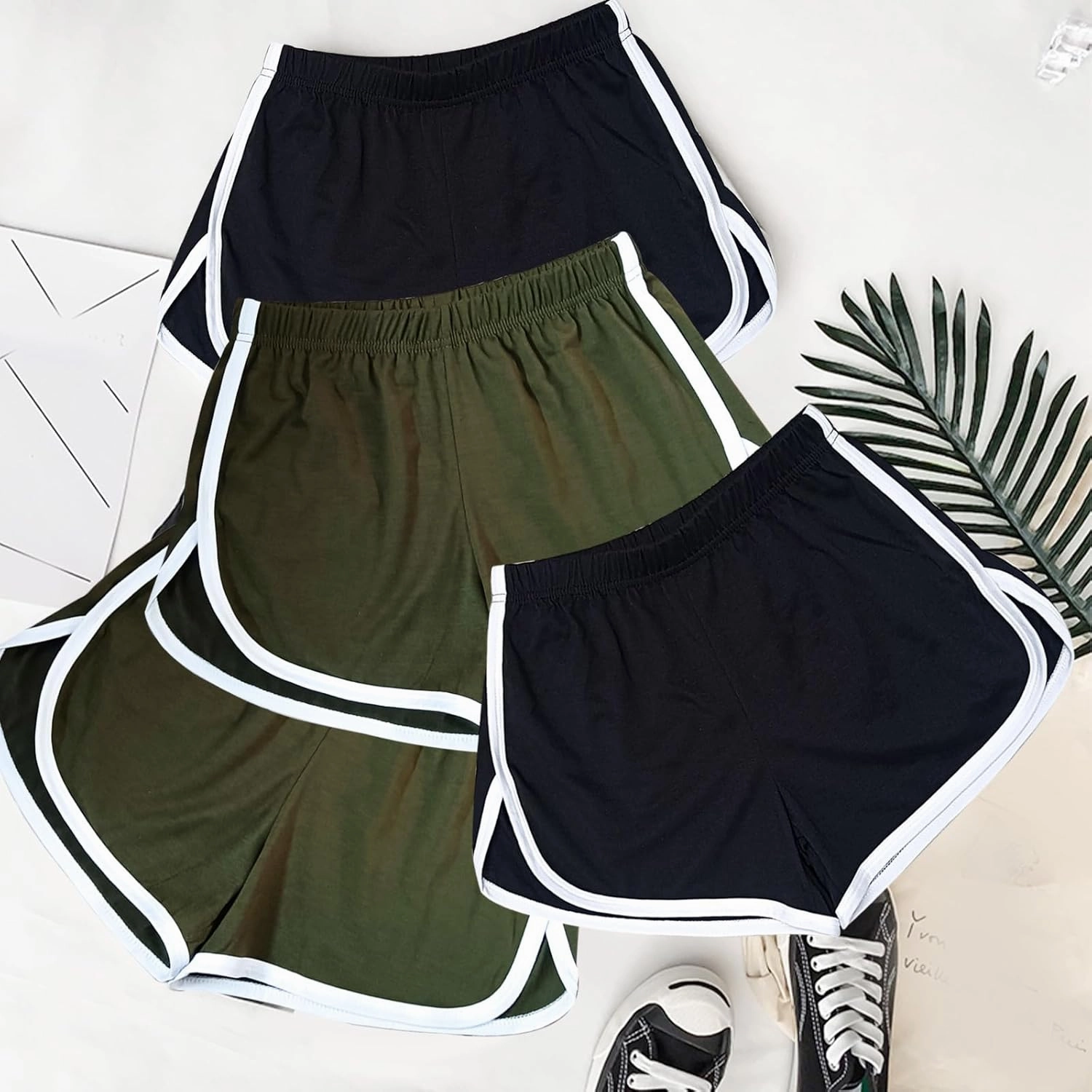 Cameway 4 Pack Women's Cotton Yoga Dance Short Pants Summer Athletic Cycling Hiking Sports Shorts