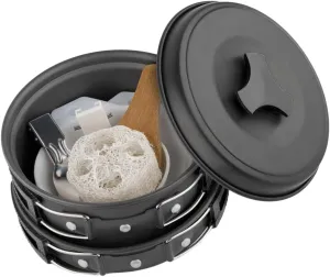Camping Cookware Set for 1-2 People Ultra-Lightweight Portable Cooking Kit Pot Pan Bowl Camping Kitchenware