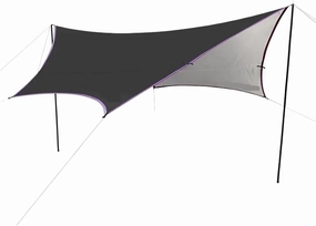 Camping Awning Vinyl Coated Silver Sky Curtain Tarp Windproof, Rainproof PU5000mm Iron Pole