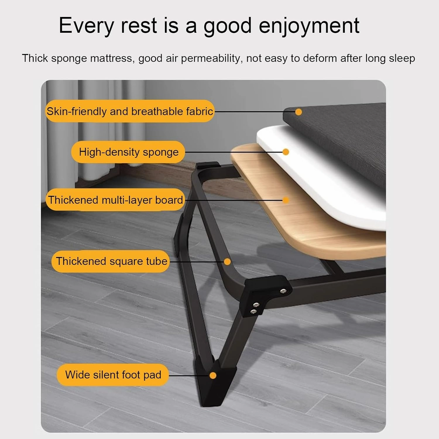 Camping Cots Double Load-Bearing Leg Design, Camping Cot 10 BeamsStable, Folding Bed Silent Anti-Skid Wheels, Folding Cot(185x38x60cm/73x15x24in)