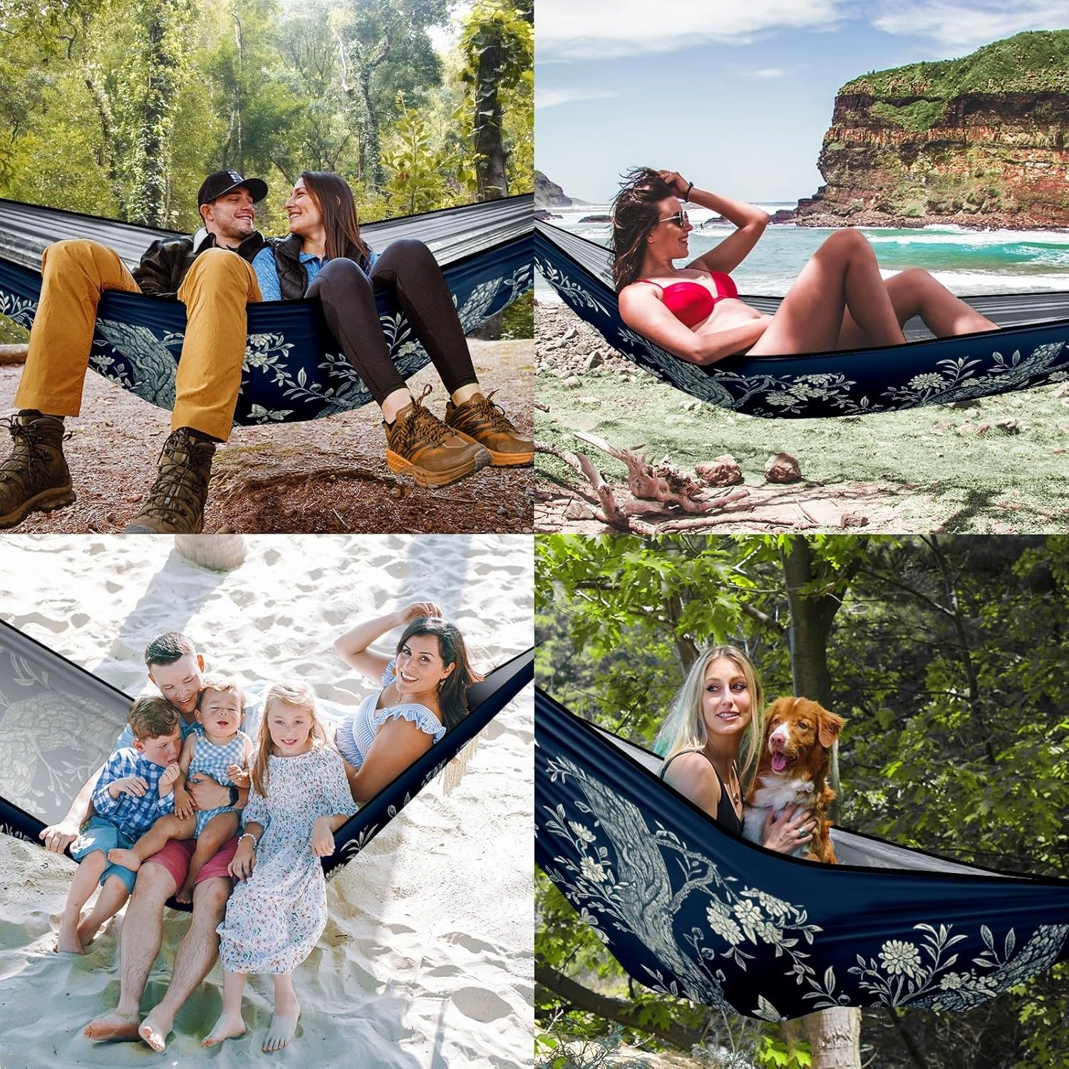 Camping Hammock Double & Single Portable Hammocks with 2 Tree Straps, Great for Hiking,Backpacking,Hunting,Outdoor,Beach,Camping, Rabbit (52)