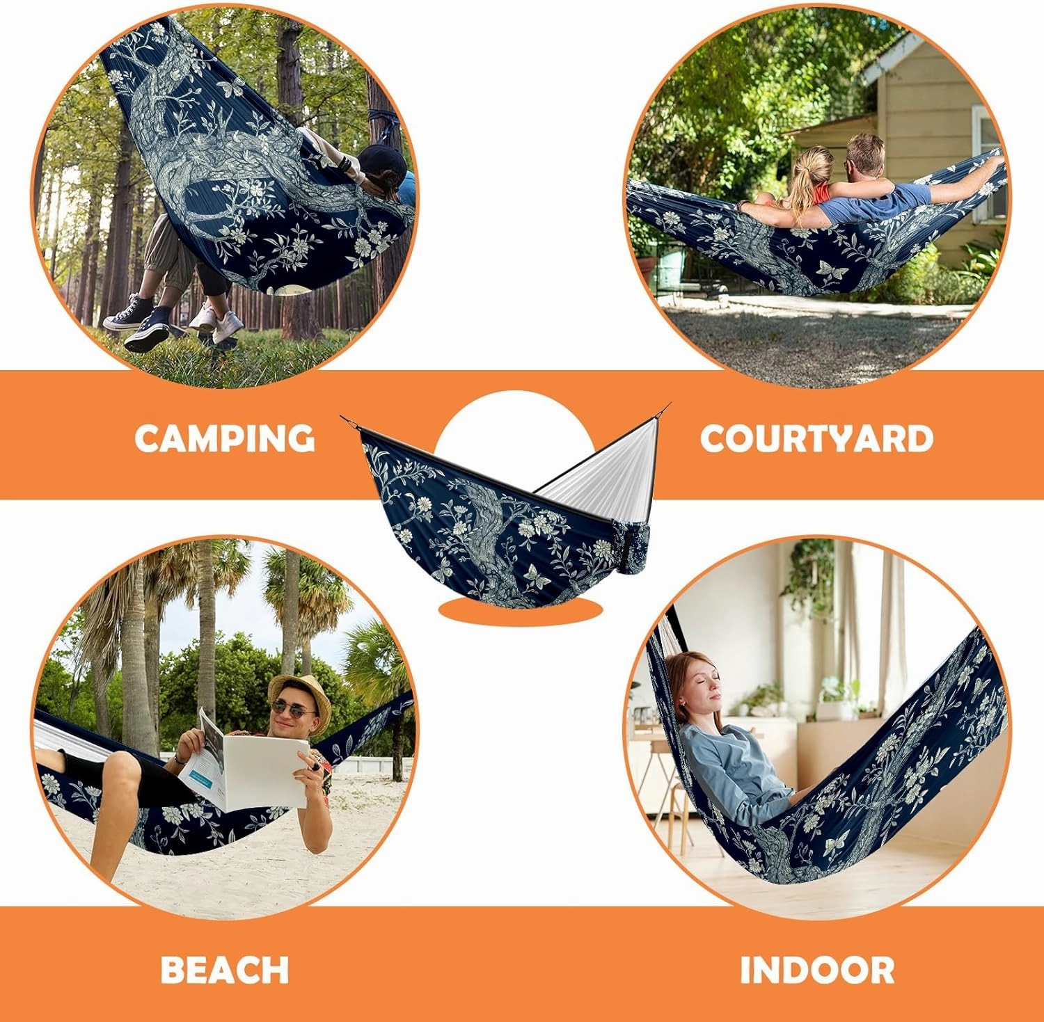 Camping Hammock Double & Single Portable Hammocks with 2 Tree Straps, Great for Hiking,Backpacking,Hunting,Outdoor,Beach,Camping, Rabbit (52)