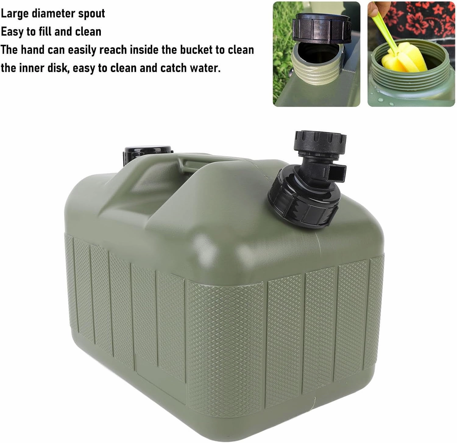 Camping Water Container, Camping Water Storage Jug with Versatile Spray Modes, Lightweight & Durable ABS, Ergonomic Handle, Water Saving Nozzle for Outdoor, Lawn, Garden (10L)