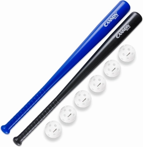 Cannon Sports Plastic Baseball Bat and Ball Set - 2 Plastic Bats (29.5-Inches) and 6 Plastic Baseballs (9-Inches)