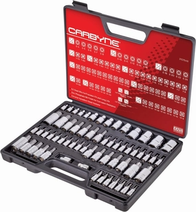 CARBYNE Master Torx Bit Socket Set & External Torx (eTorx, Female Torx) Socket Set, 62 Pieces | Includes Torx T6-T70, Tamper TT6-TT70, Torx Plus TP8-TP60, E4-E24| S2 Bits, CrV Sockets, Durable Case