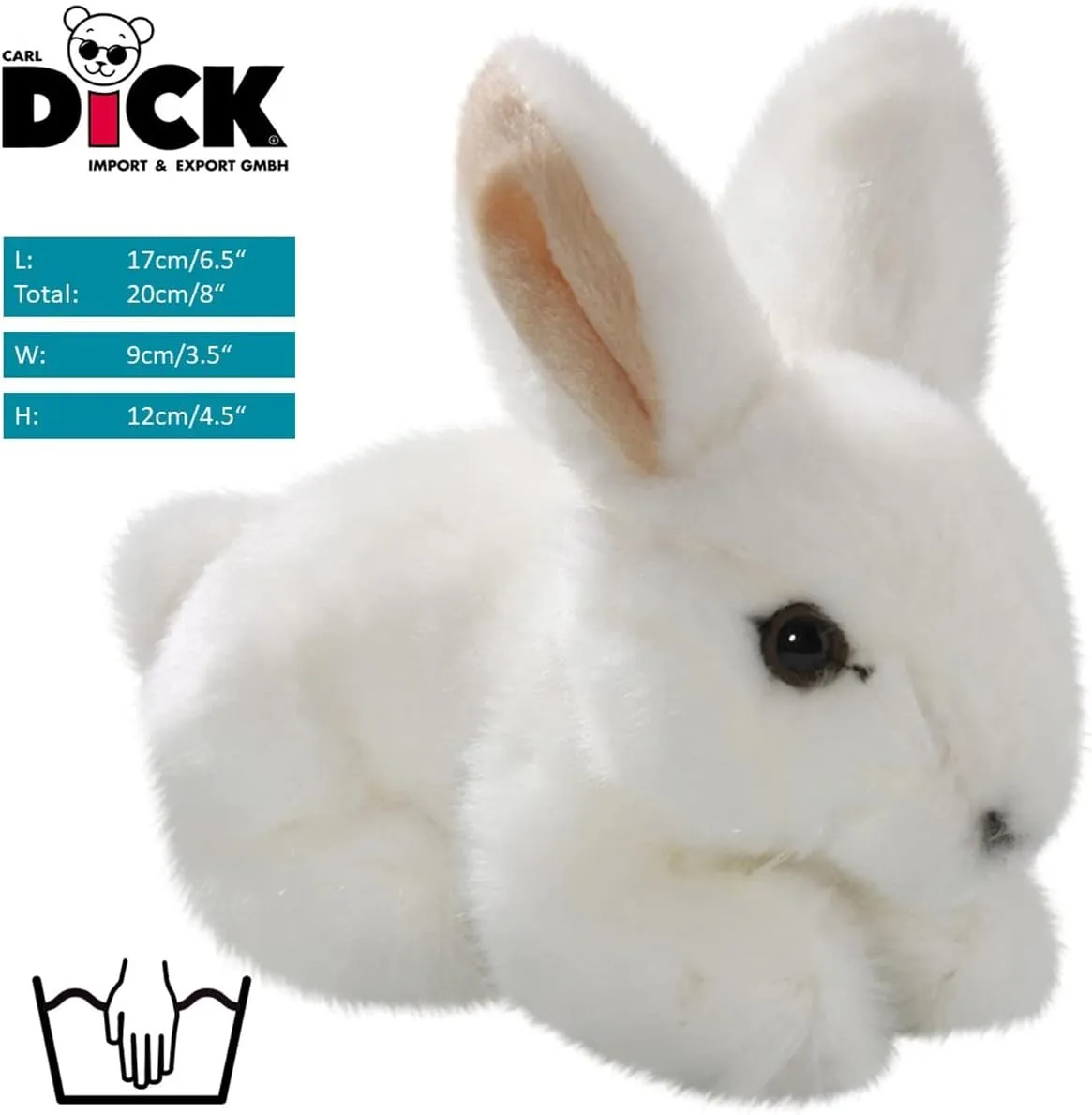 Carl Dick Rabbit Bunny Sitting White, 6.5 inches, 17cm, Plush Toy, Soft Toy, Stuffed Animal 2755003