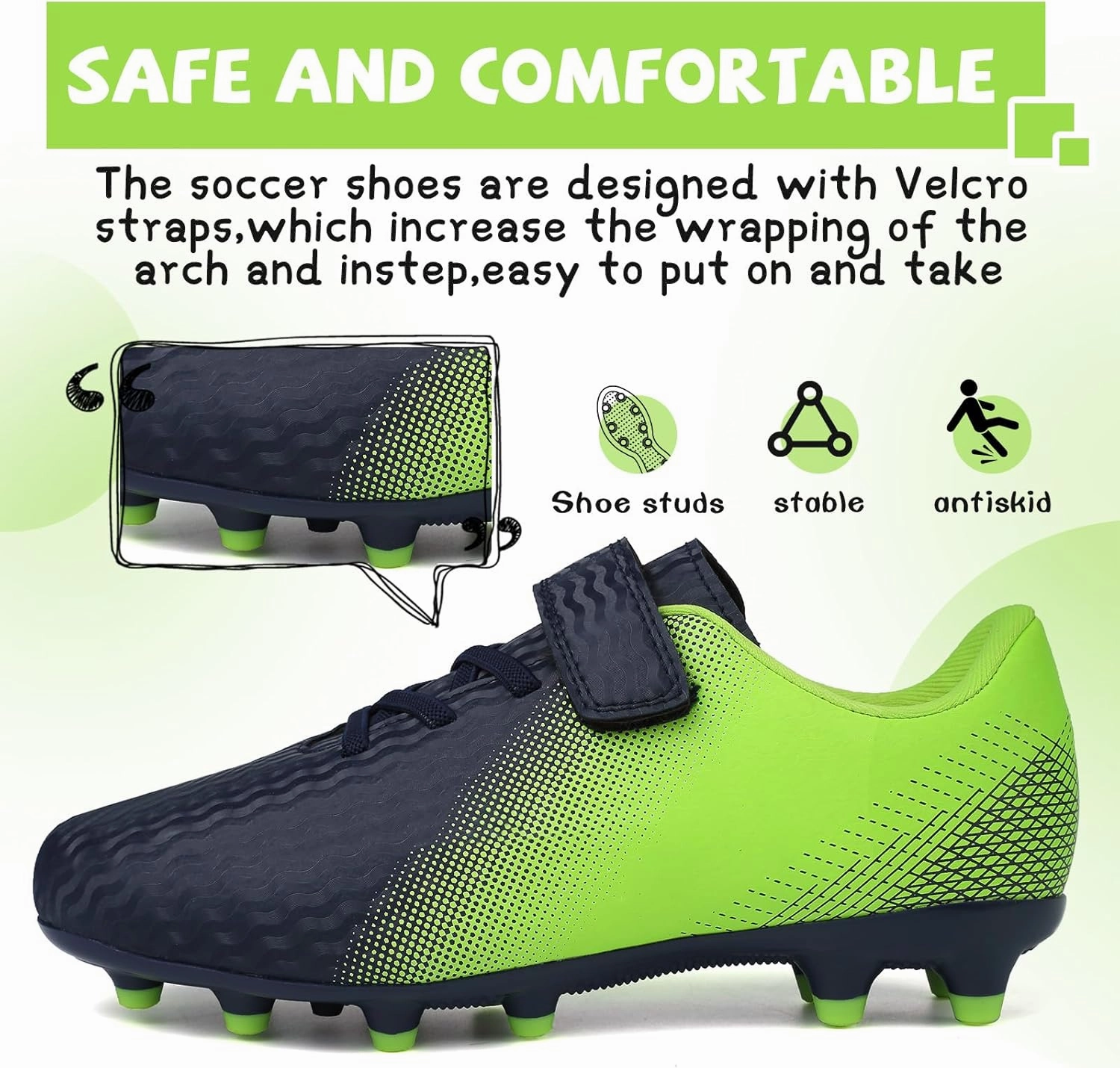CBUSTER Kids Soccer Cleats Boys Girls Football Shoes with Socks Youth Soccer Shoes AG