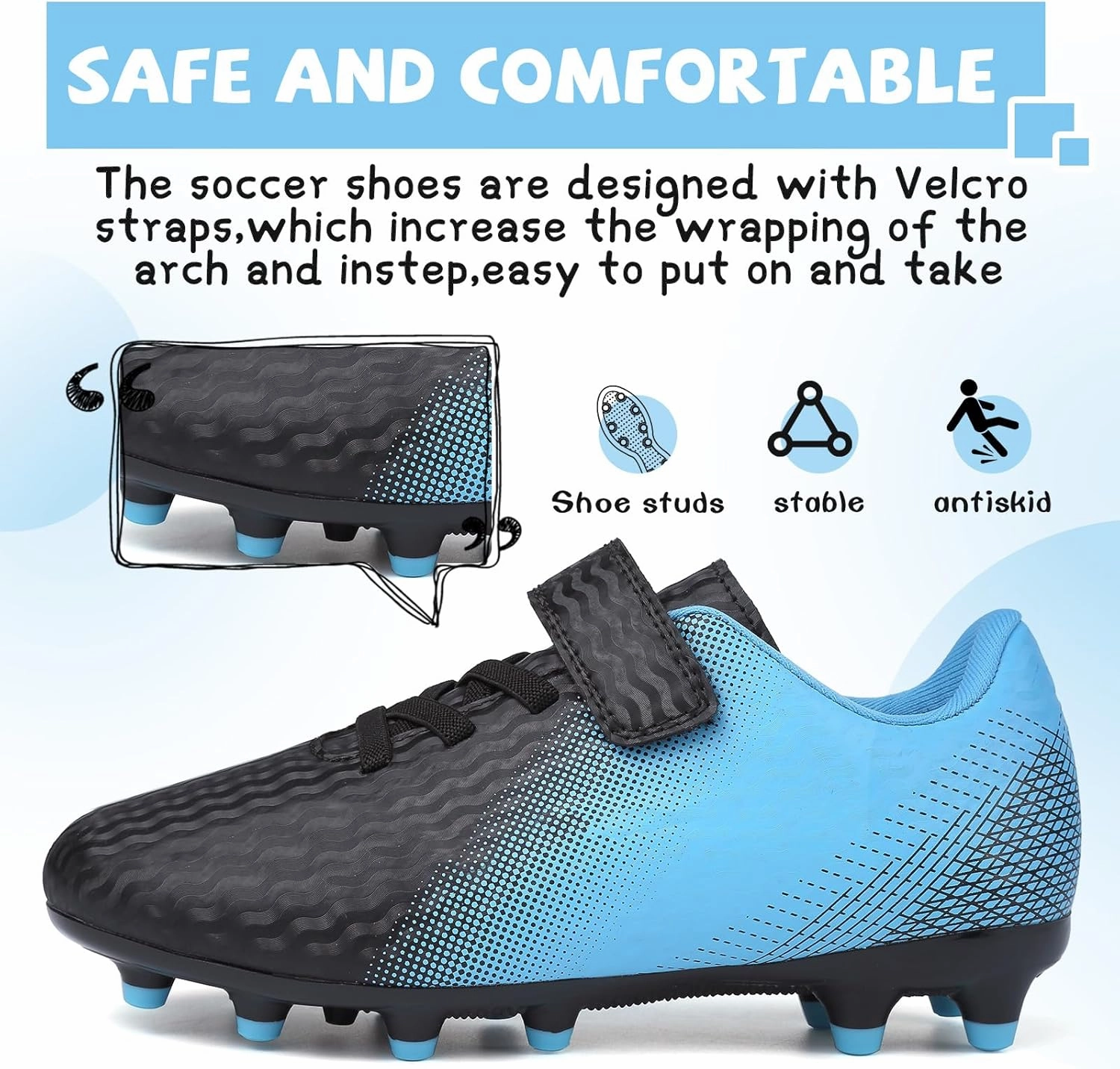 CBUSTER Kids Soccer Cleats Boys Girls Football Shoes with Socks Youth Soccer Shoes AG