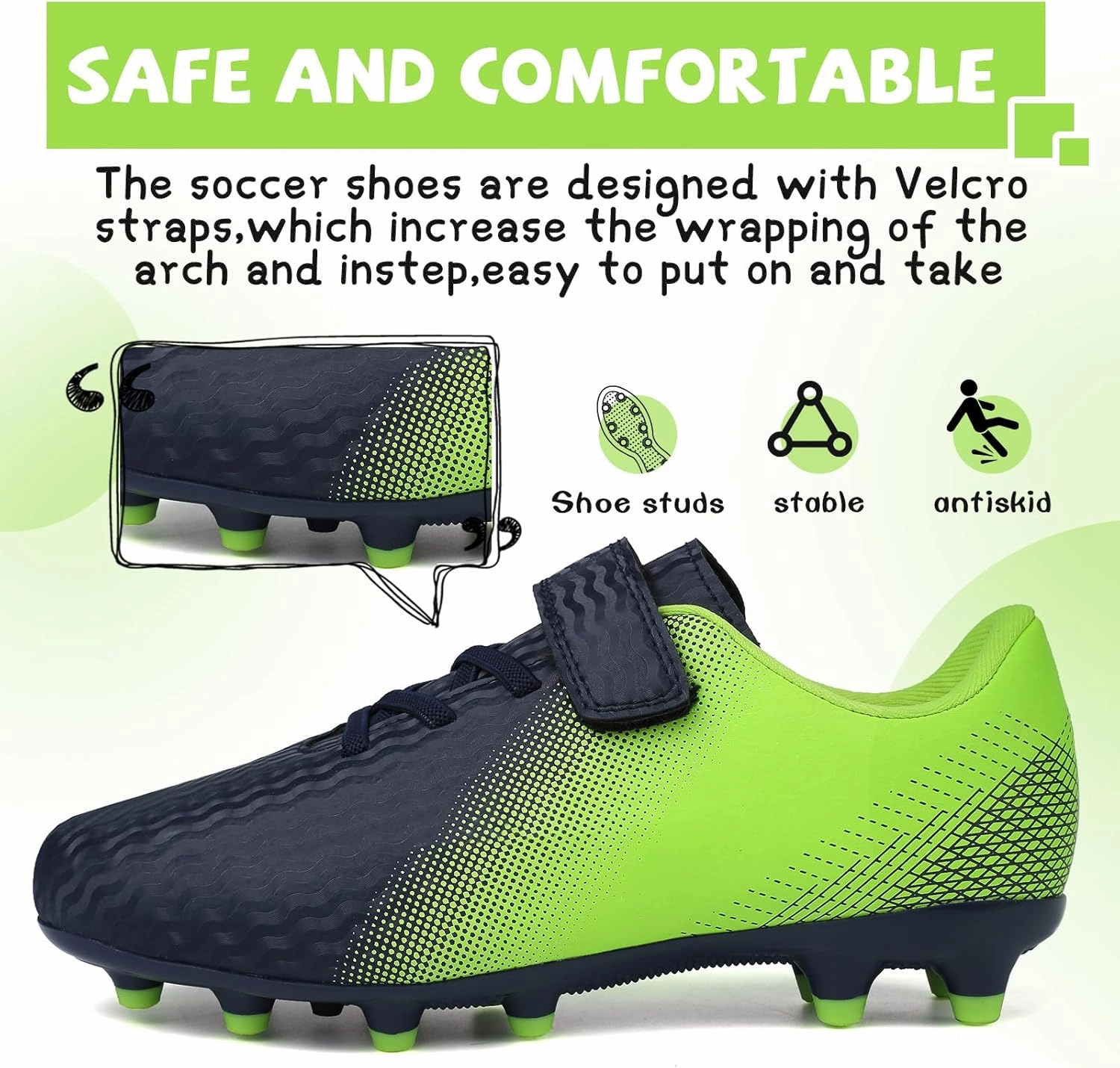 CBUSTER Kids Soccer Cleats Boys Girls Football Shoes with Socks Youth Soccer Shoes AG