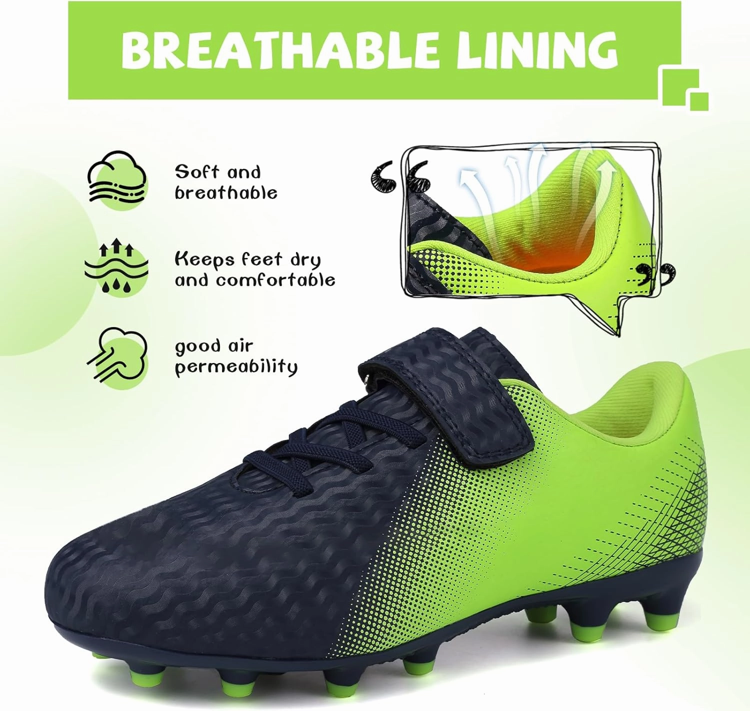 CBUSTER Kids Soccer Cleats Boys Girls Football Shoes with Socks Youth Soccer Shoes AG