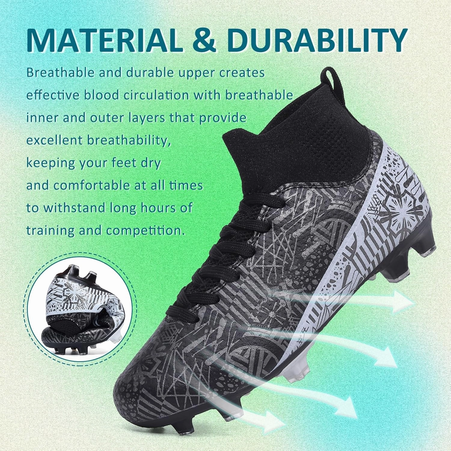 CBUSTER Soccer Cleats Mens Women Indoor Outdoor Soccer Shoes for Big Boy AG/FG