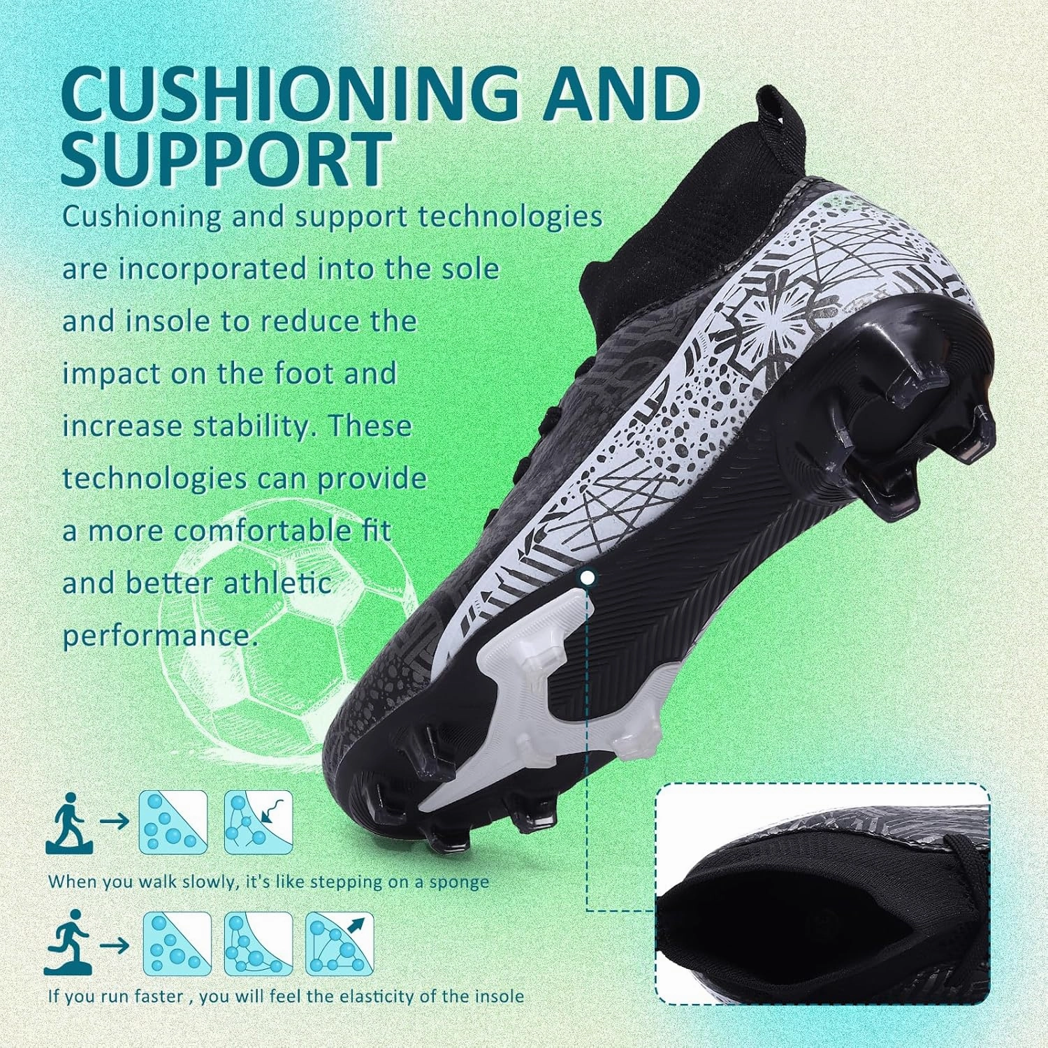 CBUSTER Soccer Cleats Mens Women Indoor Outdoor Soccer Shoes for Big Boy AG/FG