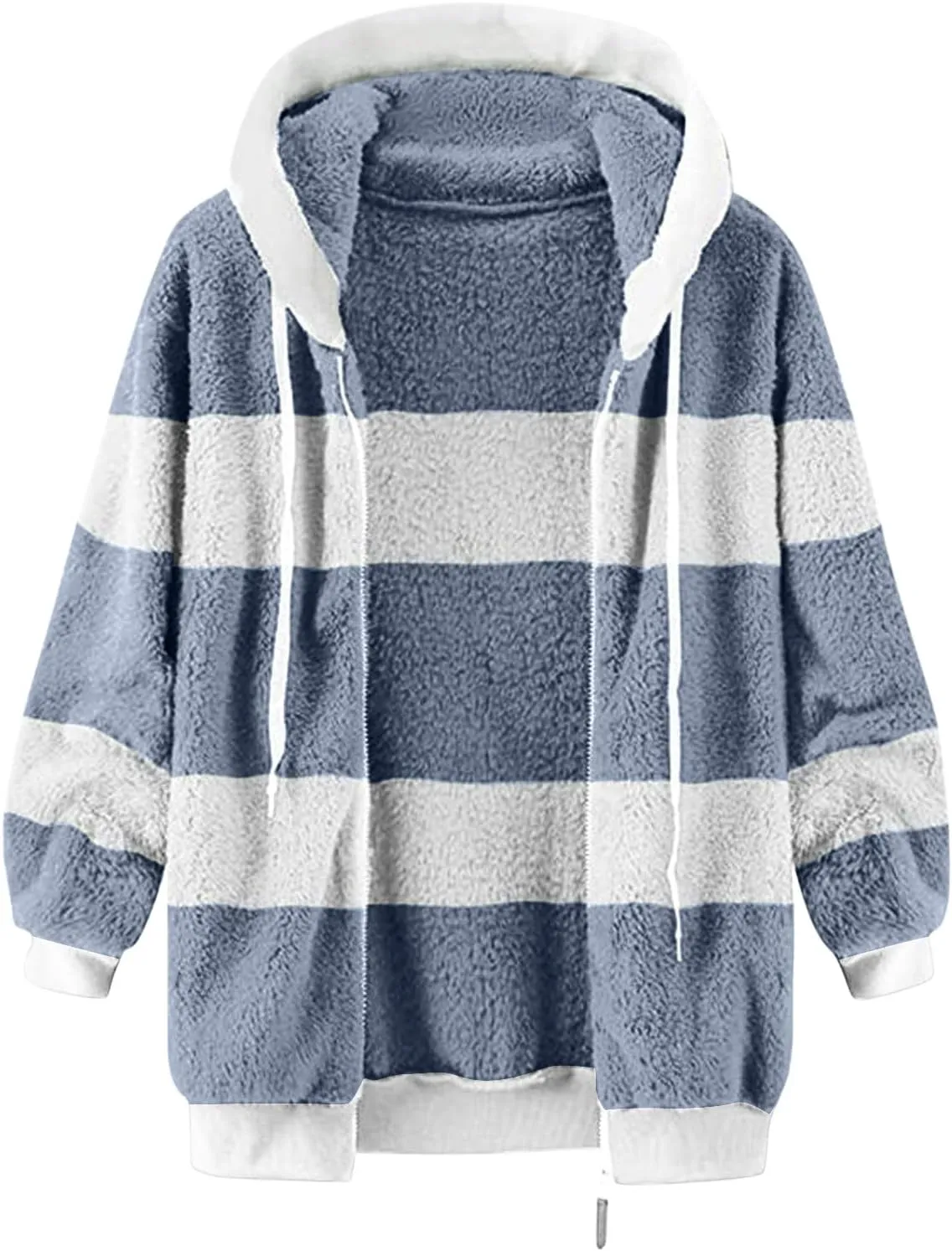 Ceboyel Teddy Coat For Women Hooded Fuzzy Sherpa Jacket Fleece Drawstring Zip Up Hoodie 2023 Trendy Winter Outerwear Clothes