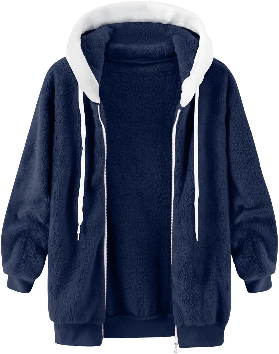 Ceboyel Teddy Coat For Women Hooded Fuzzy Sherpa Jacket Fleece Drawstring Zip Up Hoodie 2023 Trendy Winter Outerwear Clothes