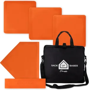 Champion Sports Throwdown Base Set: 5 Youth League Kids Baseball & Softball Rubber Throw Down Bases - Boys & Girls Training & Practice Equipment, Orange