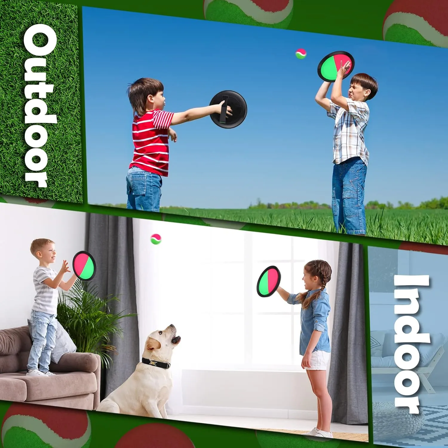Charniol Kids Toys Toss and Catch Game Set 12 Paddles 6 Balls Beach Game Outdoor Ball Sports Games Toss and Catch Ball Set with Paddles Ball Nylon Catch Toys for Kids Adults