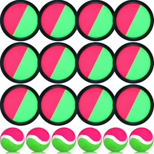 Charniol Kids Toys Toss and Catch Game Set 12 Paddles 6 Balls Beach Game Outdoor Ball Sports Games Toss and Catch Ball Set with Paddles Ball Nylon Catch Toys for Kids Adults