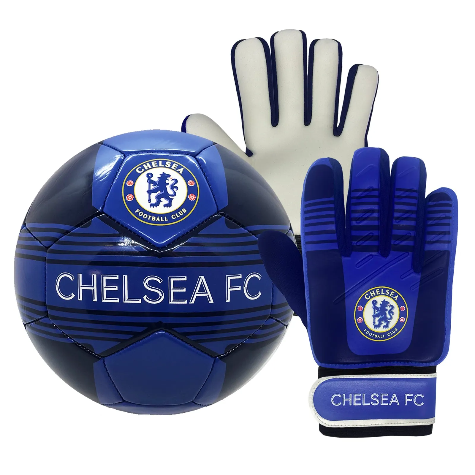 Chelsea FC Size 4 Football & Goalkeeper Gloves Set