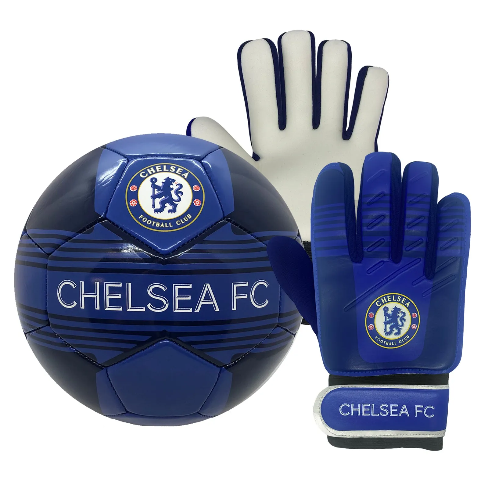 Chelsea FC Size 4 Football & Goalkeeper Gloves Set