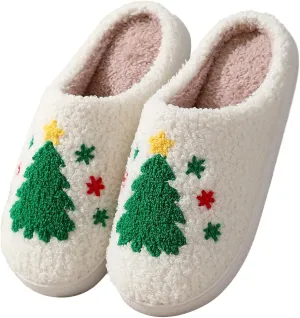Christmas Slippers for Womens Mens Plush Warm Christmas Reindeer Moose Santa Claus Elk Slippers Winter Soft Fuzzy House Slippers Cozy Indoor Shoes, Christmas Gifts For Girls Wife Girlfriend