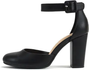 City Classified Comfort Women's Closed Toe Ankle Strap Block Heel