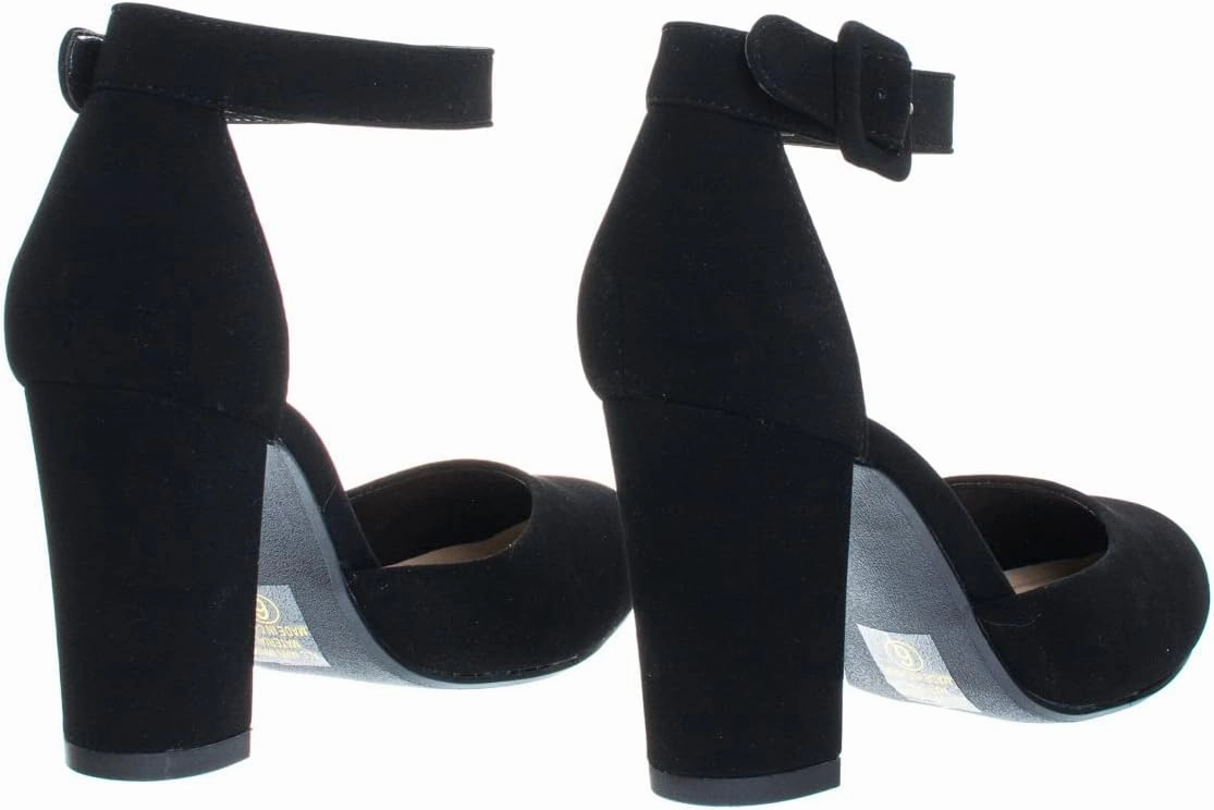 City Classified Comfort Women's Closed Toe Ankle Strap Block Heel