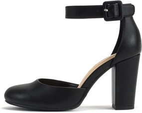 City Classified Comfort Women's Closed Toe Ankle Strap Block Heel