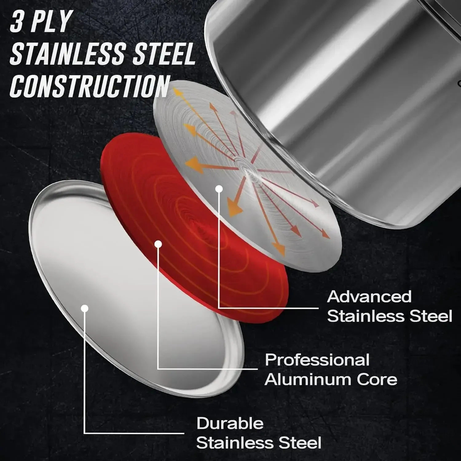 Ciwete 11-Piece Stainless Steel Non-Stick Cookware Set
