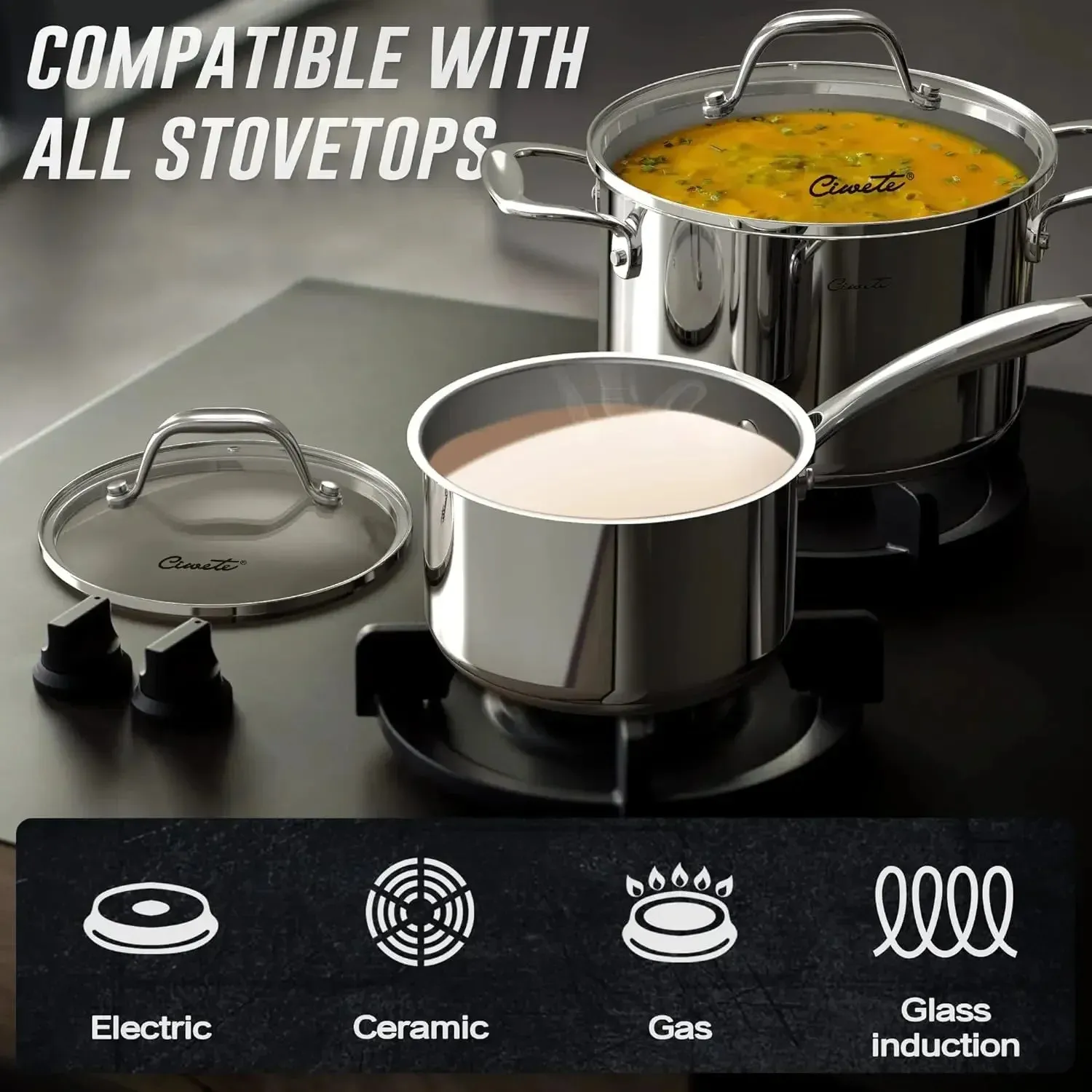 Ciwete 11-Piece Stainless Steel Non-Stick Cookware Set
