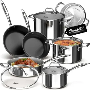 Ciwete 11-Piece Stainless Steel Non-Stick Cookware Set