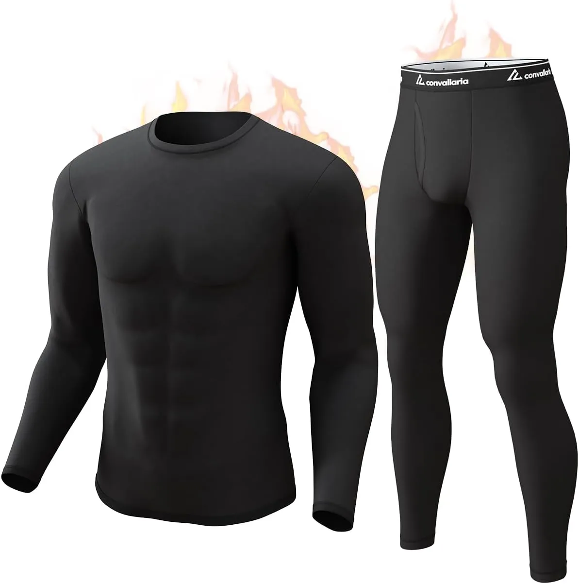 CL convallaria Long Johns Thermal Underwear for Men Soft Fleece Lined Base Layer Cold Weather Top Bottom Gift Set