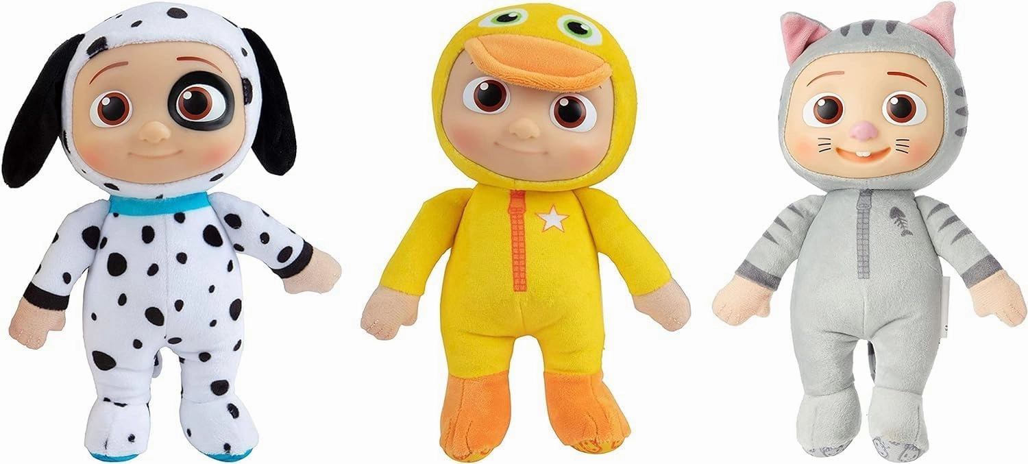 CoComelon JJ Duckie, Kitty & Puppy Plush Stuffed Animal Toys - 8" Plush Soft Toy Set - (Puppy, Duckie & Kitty)