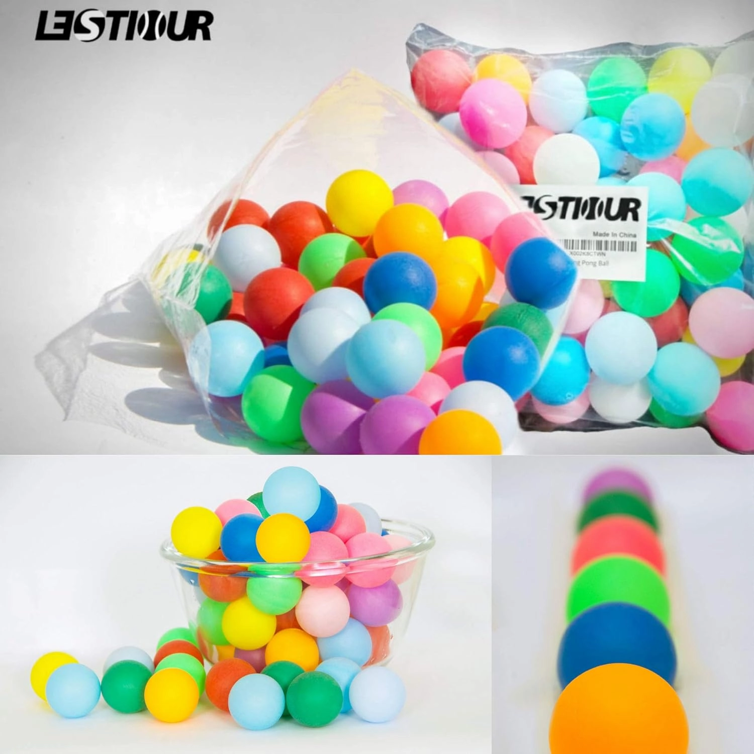 Colored Ping Pong Balls 50/100 Pack Bulk 2.4g, 40mm Table Tennis Balls for Kids, DIY Games and Learning Activities